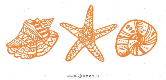 Muschel-Seestern-Mandala-Set