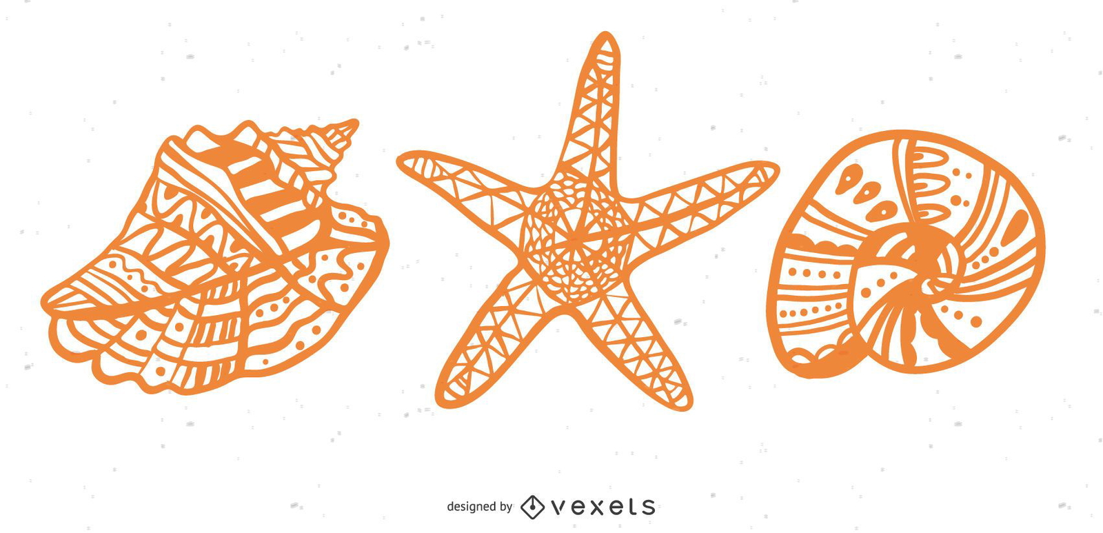 Download Seashell And Starfish Mandala Set - Vector Download