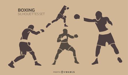 Conjunto de silhueta de boxe