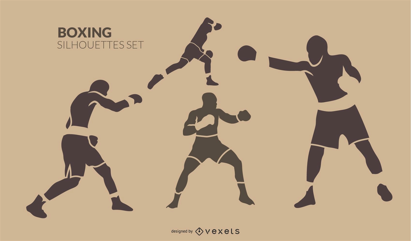 Boxing silhouette set