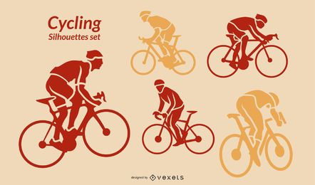 Conjunto de siluetas de ciclismo