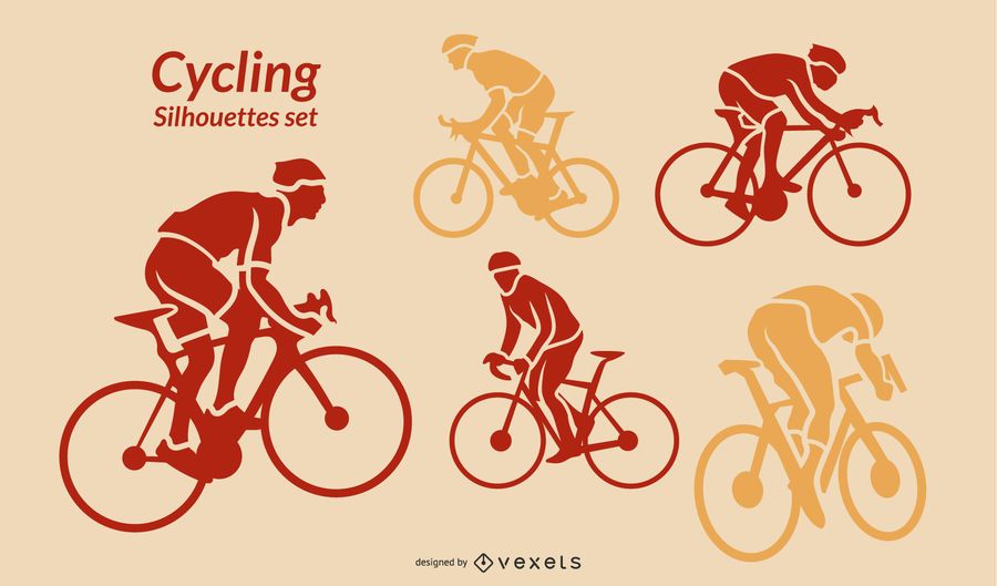 Cycling silhouettes set Cycling silhouettes set