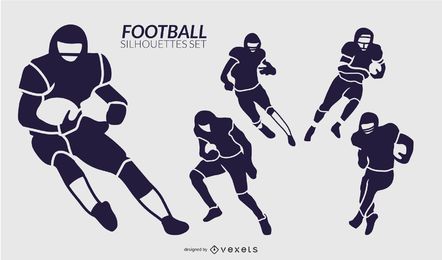 Football players silhouette set