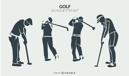 Golf players silhouette set Golf players silhouette set