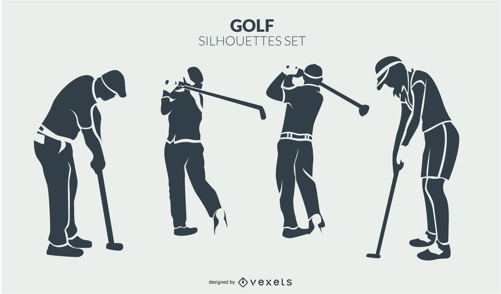 Conjunto de silueta de jugadores de golf