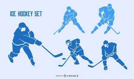 Conjunto de silueta de hockey sobre hielo