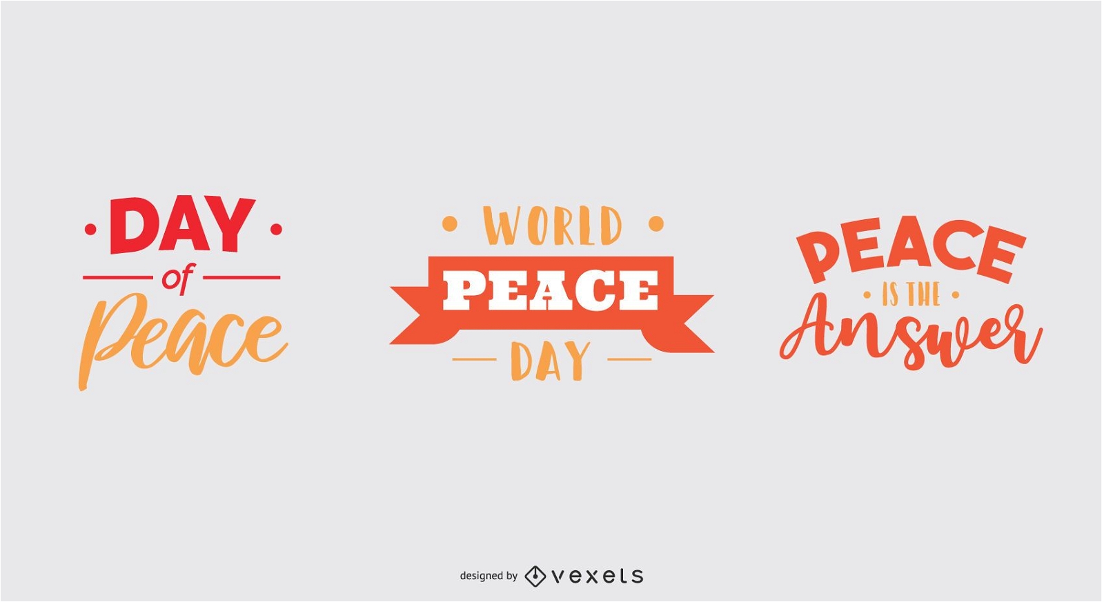 World peace day lettering set