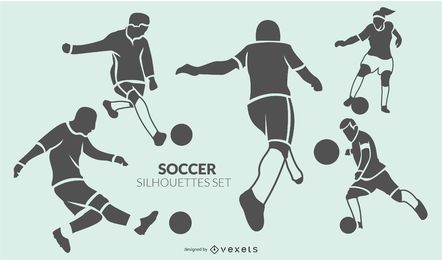 Soccer players silhouette set
