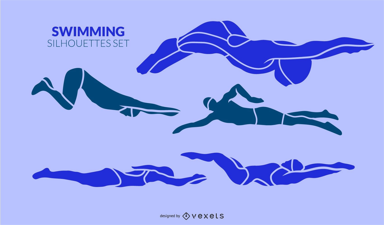 Swimming silhouette set