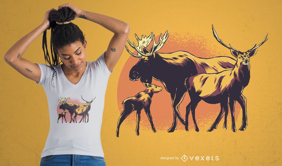 Moose Family T-shirt Design Moose Family T-shirt Design