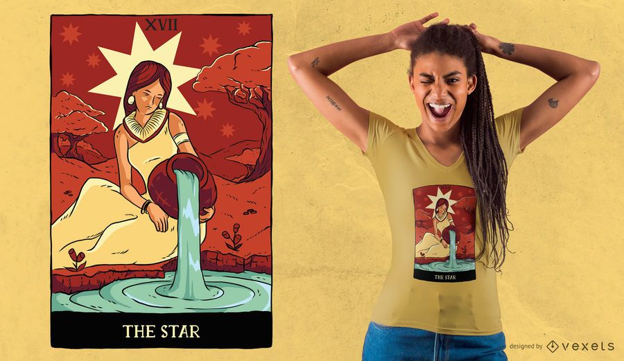 Star Tarot Card T-shirt Design Star Tarot Card T-shirt Design