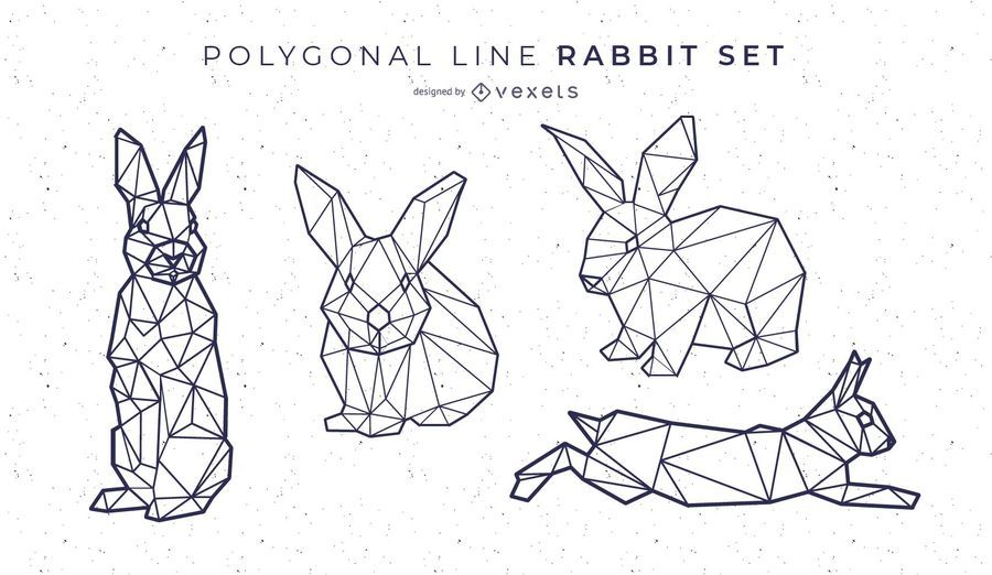 Polygonal Line Rabbit Set Polygonal Line Rabbit Set