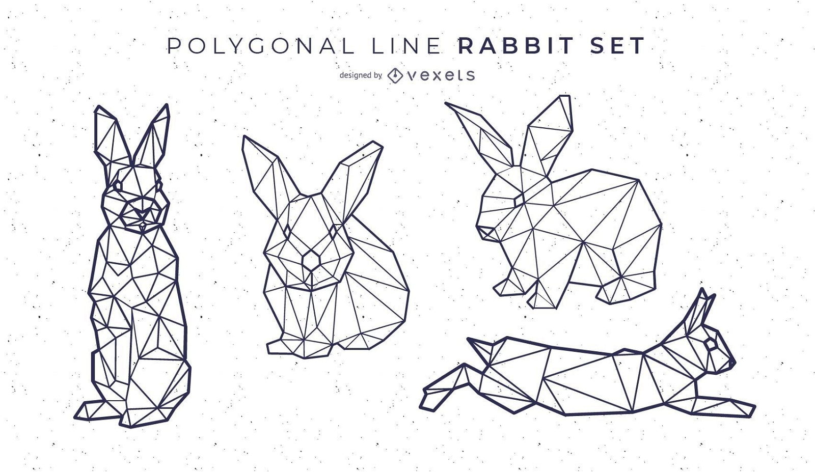 Polygonale Linie Kaninchen Set