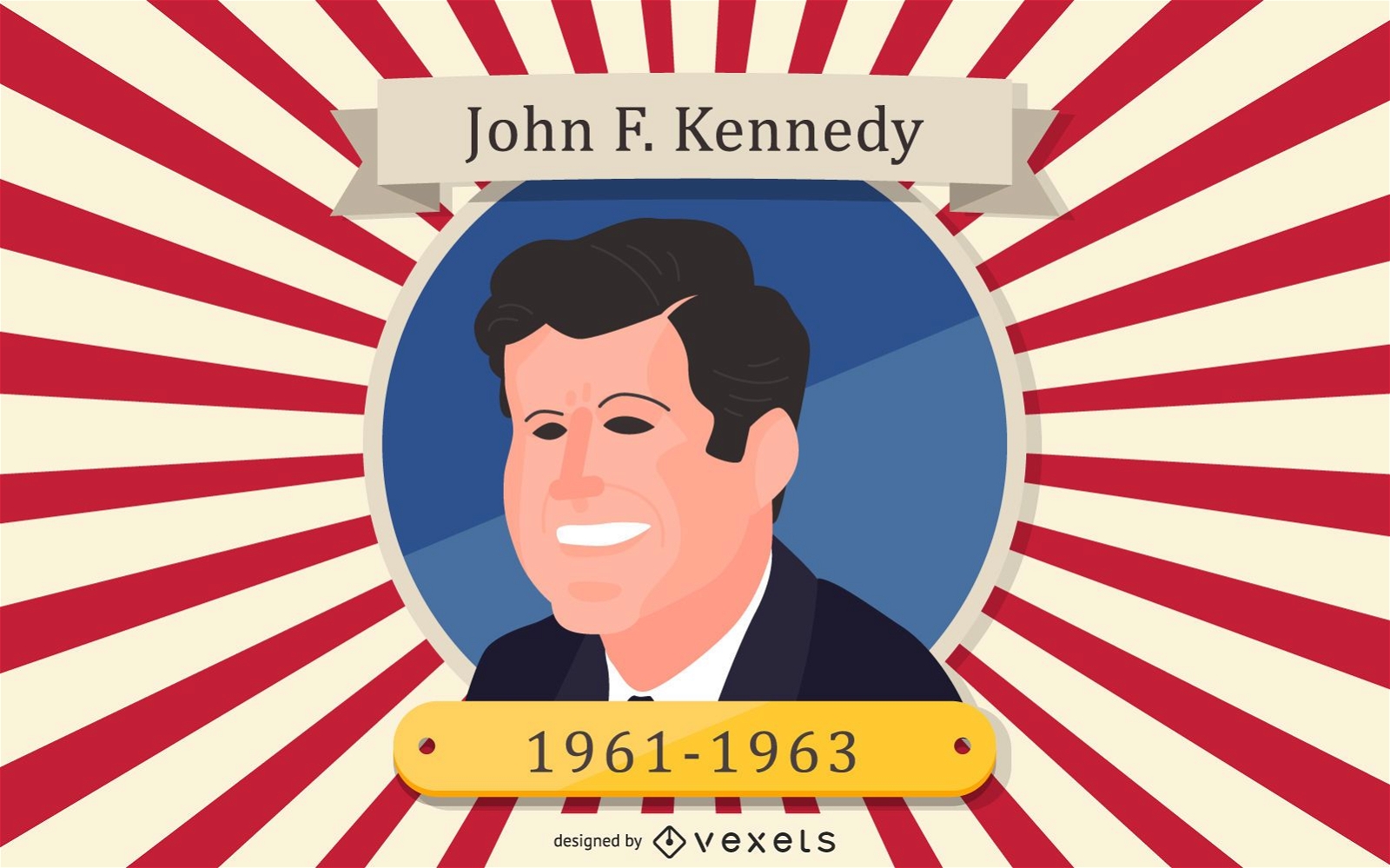 Retrato de desenho animado do presidente John F. Kennedy