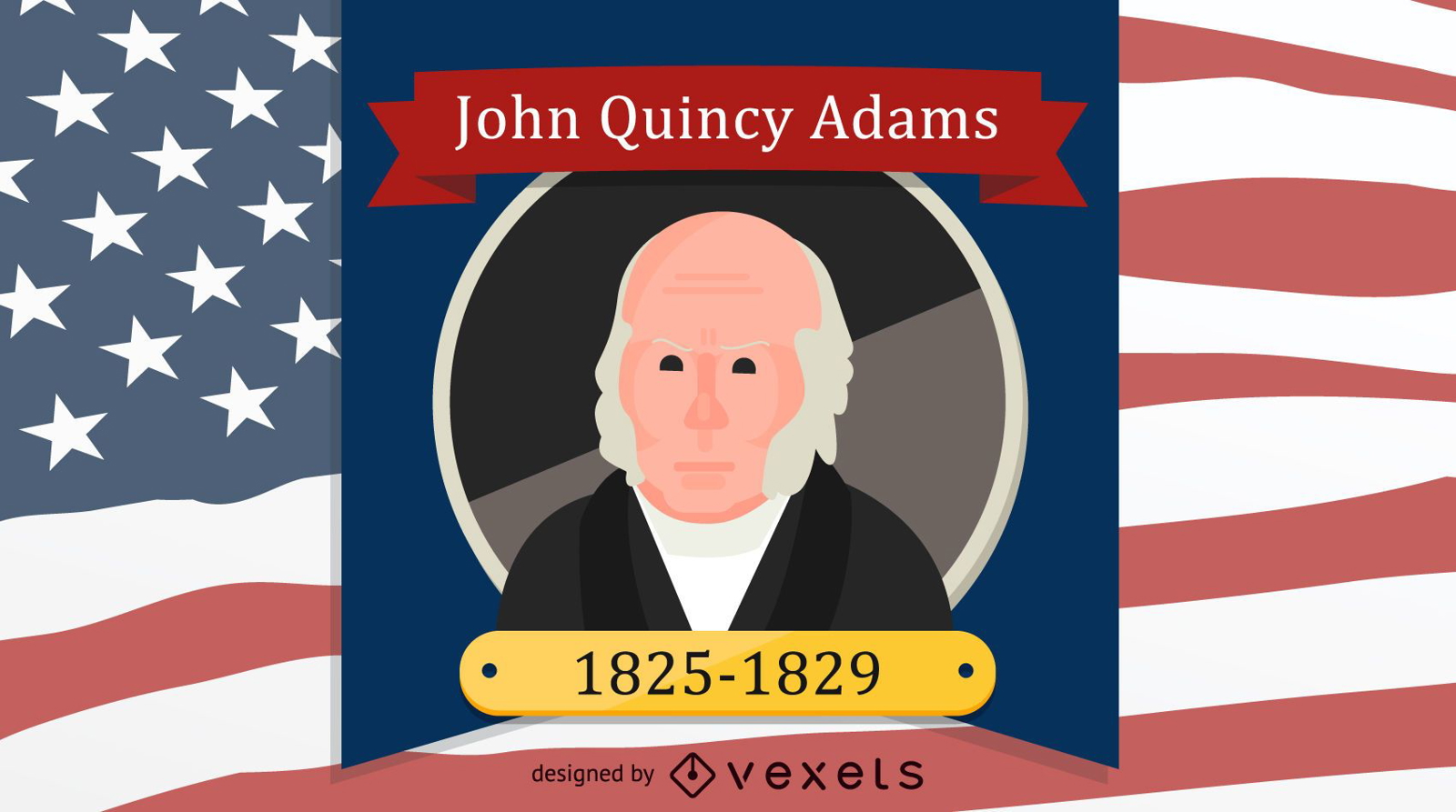 Retrato de dibujos animados de John Quincy Adams