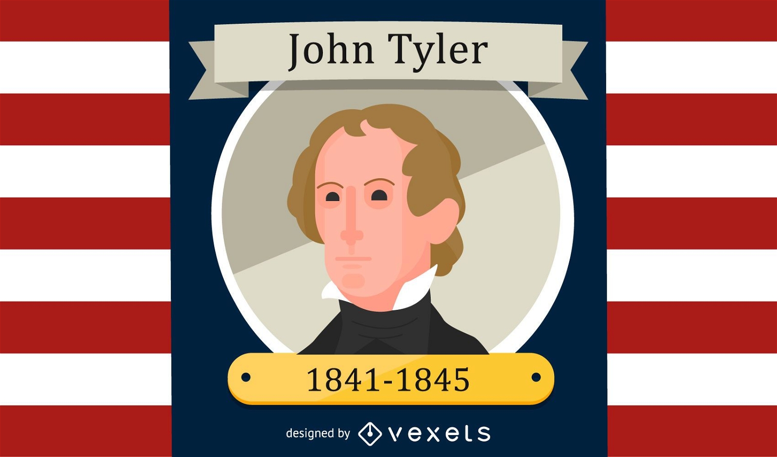 John Tyler Cartoon-Porträt