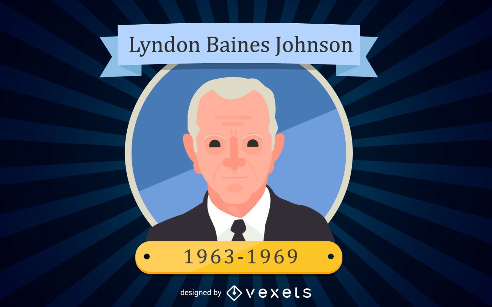 Lyndon Baines Johnson Cartoon Portrait 