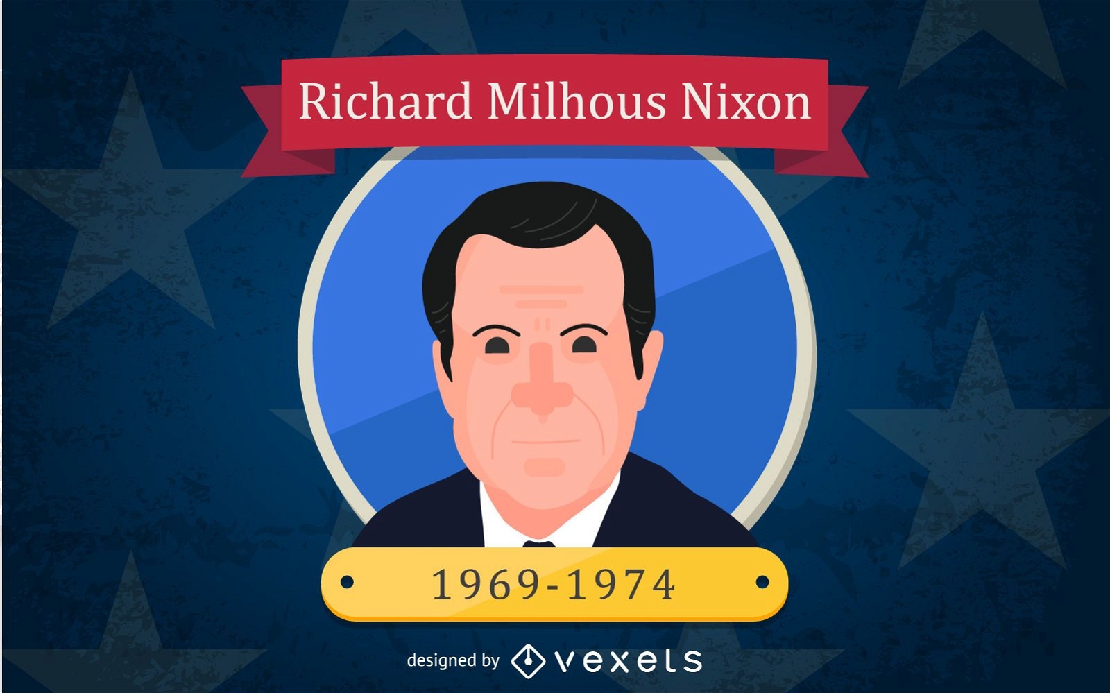 Richard Milhous Nixon Cartoon Illustration 