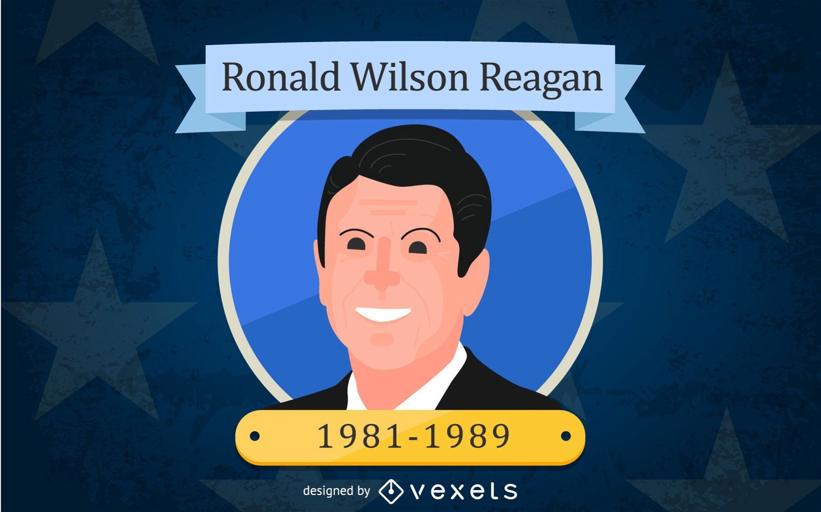Ronald Wilson Reagan Cartoon Illustration
