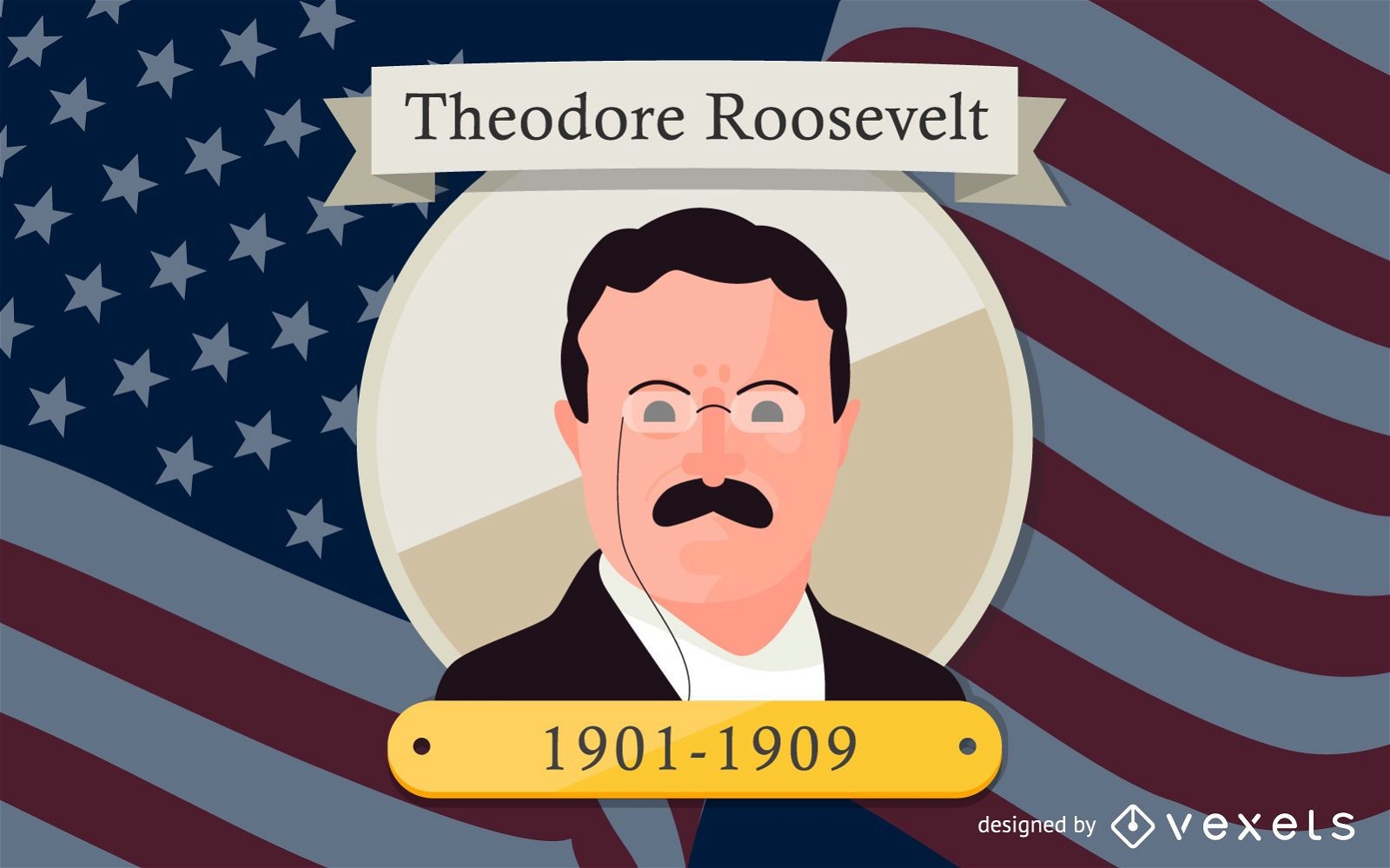 Ilustraci?n de dibujos animados de Theodore Roosevelt