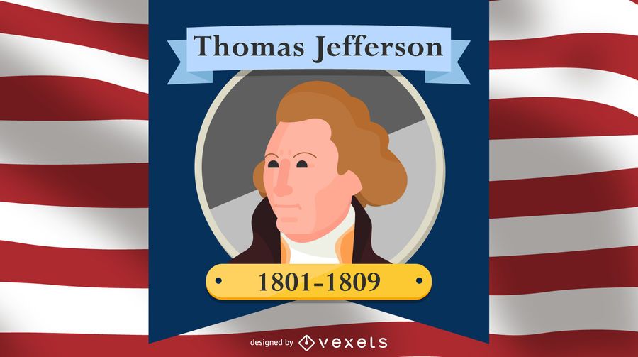 Ilustración de dibujos animados de Thomas Jefferson Ilustración de dibujos animados de Thomas Jefferson