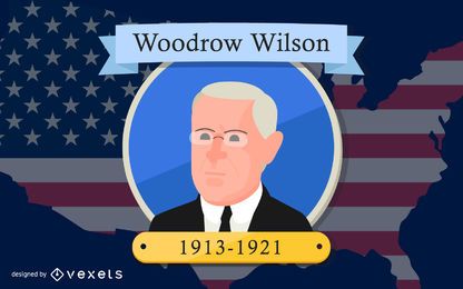 Diseño de dibujos animados del presidente Woodrow Wilson