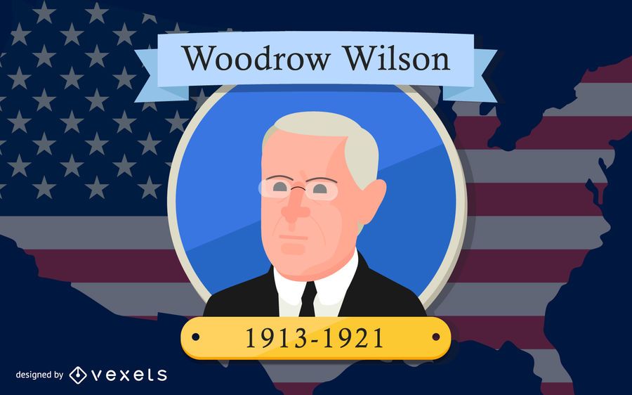 Diseño de dibujos animados del presidente Woodrow Wilson Diseño de dibujos animados del presidente Woodrow Wilson