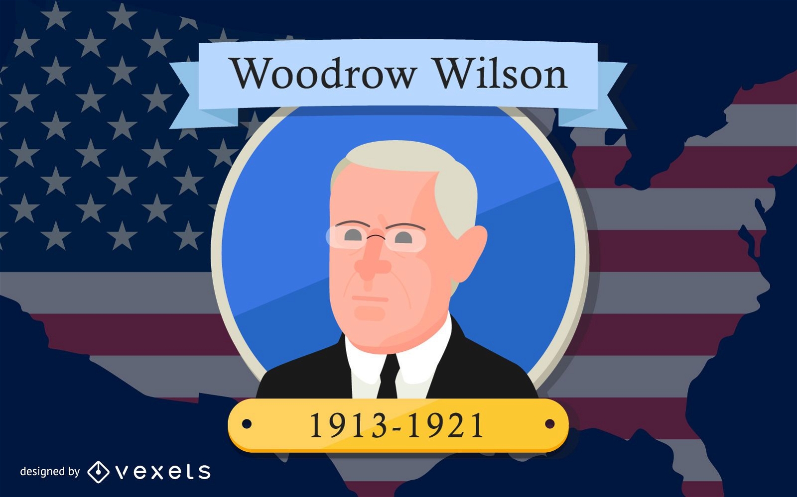 Präsident Woodrow Wilson Cartoon Design
