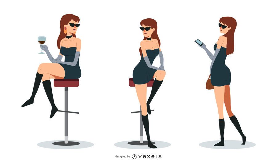 Conjunto de vetores de mulher bonita Conjunto de vetores de mulher bonita