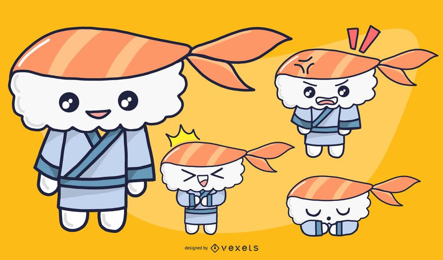 Male Sushi Character Set Male Sushi Character Set