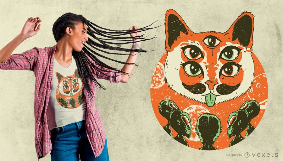 Projeto estrangeiro do t-shirt do gato Projeto estrangeiro do t-shirt do gato