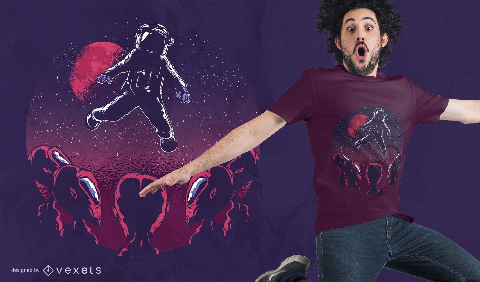 Design de camiseta astronauta alienígena