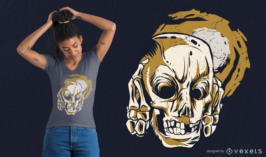 Skull covering ears t-shirt design Skull covering ears t-shirt design