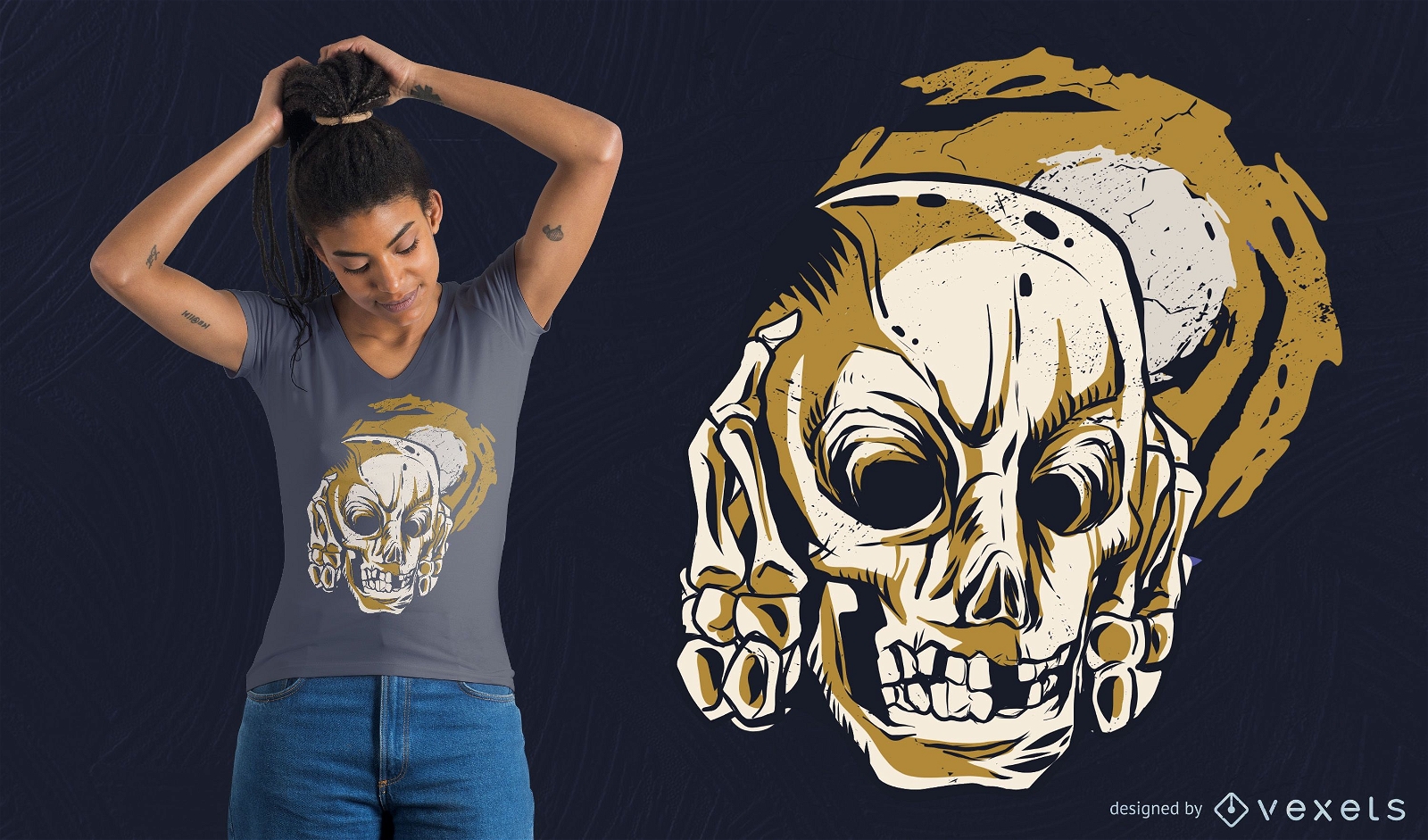 Skull covering ears t-shirt design