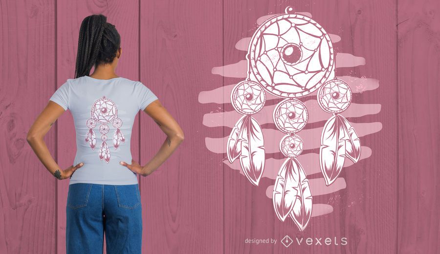 Diseño de camiseta Dream catcher Plumas. Diseño de camiseta Dream catcher Plumas.