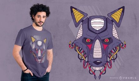 Diseño de camiseta de lobo robótico.