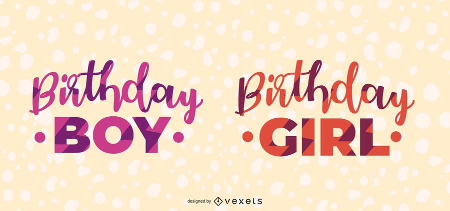 Aniversário menino e menina Lettering Design Aniversário menino e menina Lettering Design