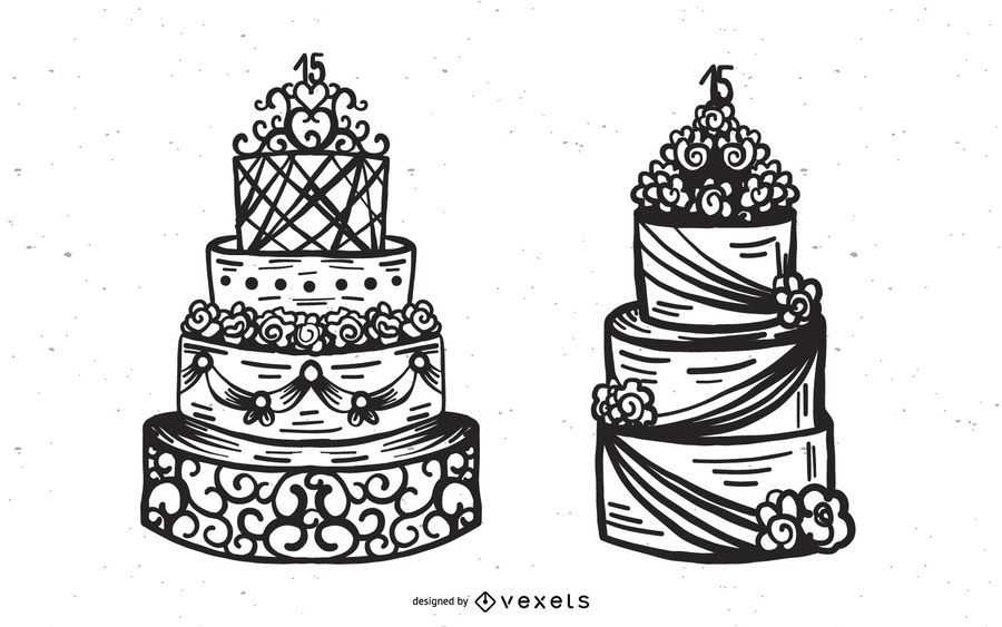 Pastel de boda Vector Set Pastel de boda Vector Set