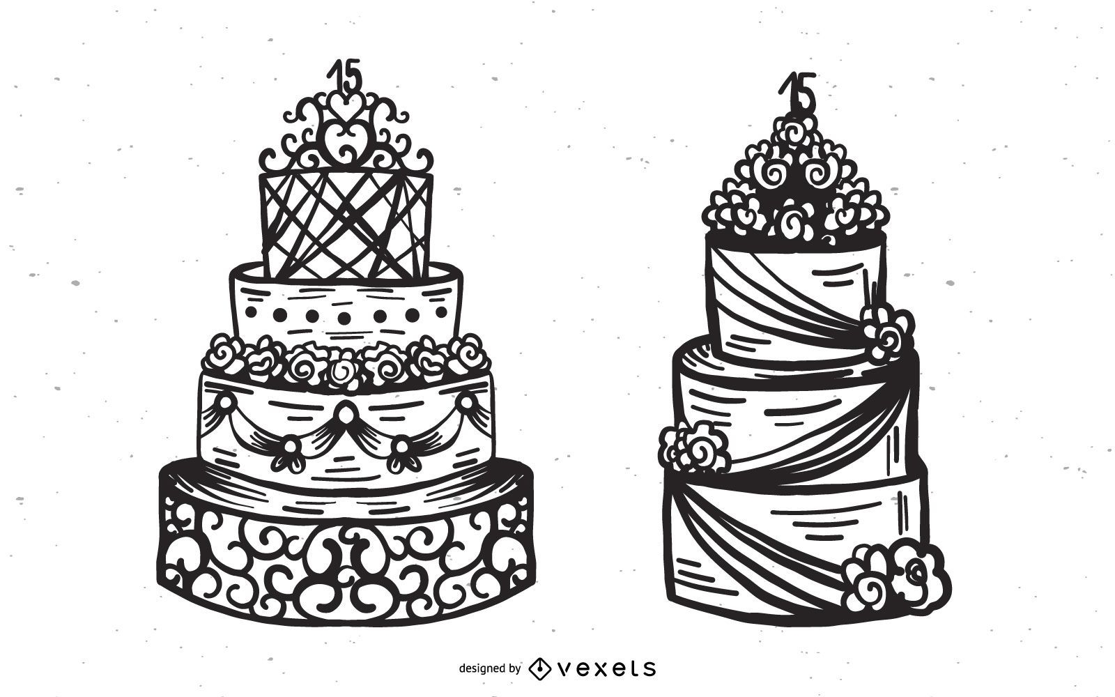 Wedding Cake Vector Set