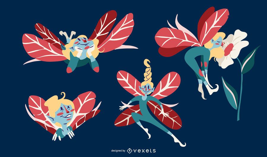 Cute Faeries Illustration Vector Set Cute Faeries Illustration Vector Set
