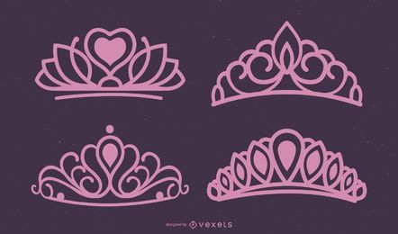 Pink Tiara Vector Set