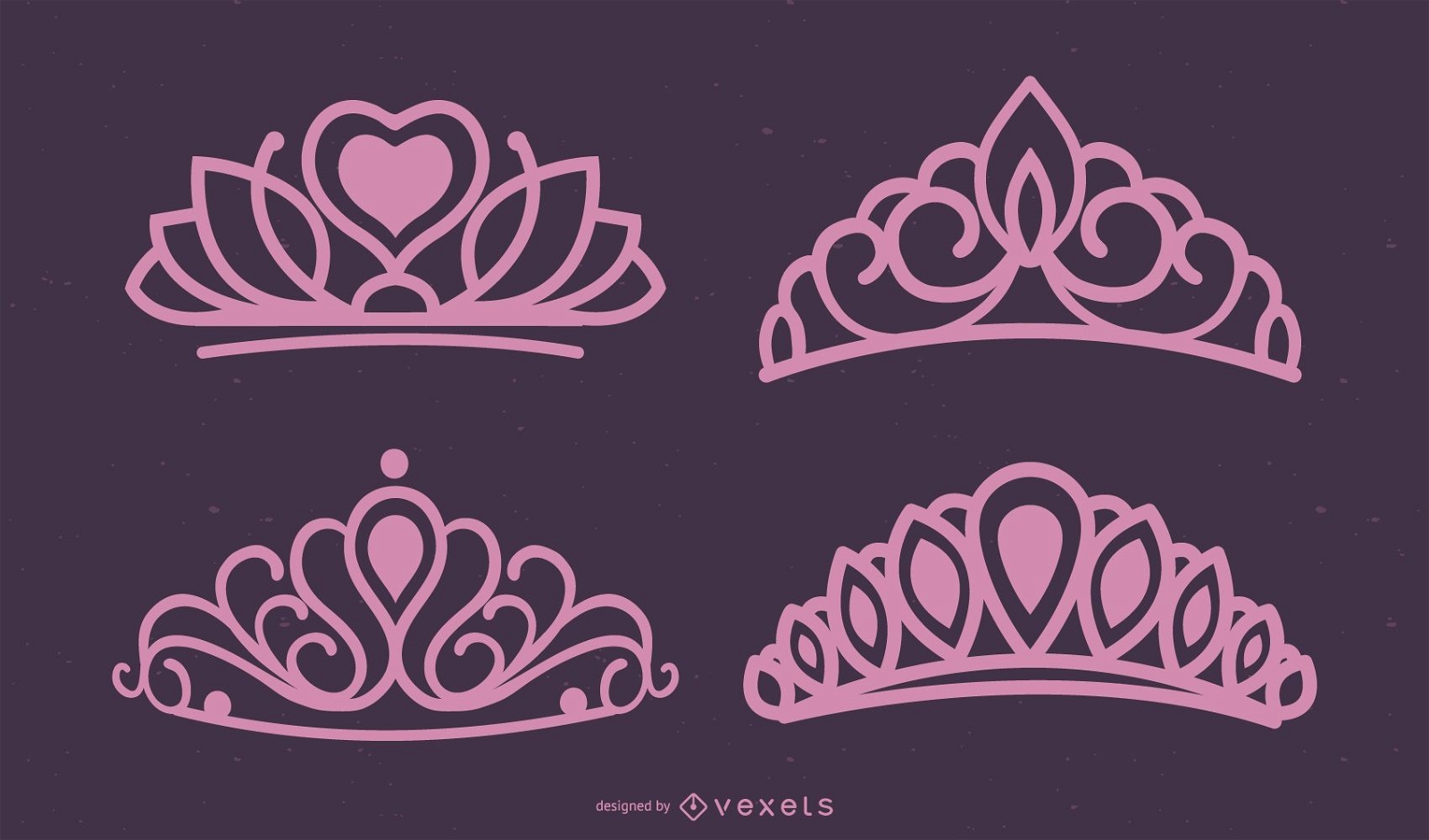 Conjunto de vector de tiara rosa