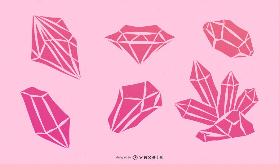 Conjunto de vetores de diamante rosa Conjunto de vetores de diamante rosa
