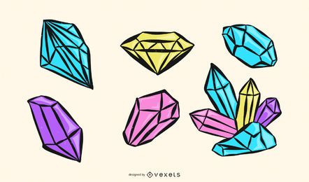 Diamante colorido colección de vectores Diamante colorido colección de vectores