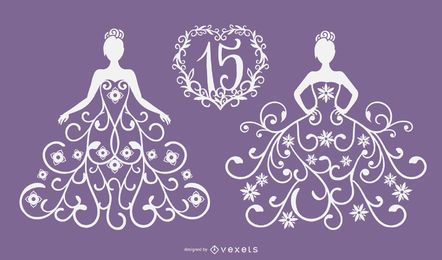 Quinceanera Papercut Vector Design Quinceanera Papercut Vector Design