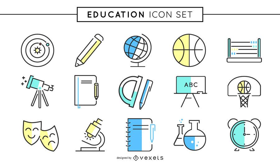 Conjunto de iconos de color de educación Conjunto de iconos de color de educación