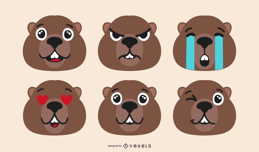 Conjunto Emoji Castor Conjunto Emoji Castor