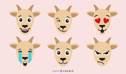 Conjunto de emoji de cabra de color