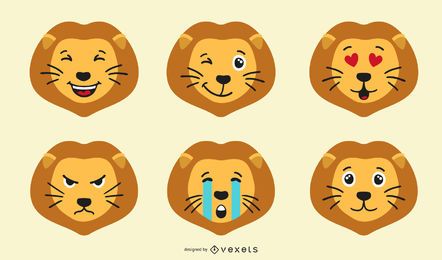 Löwe Emoji Set