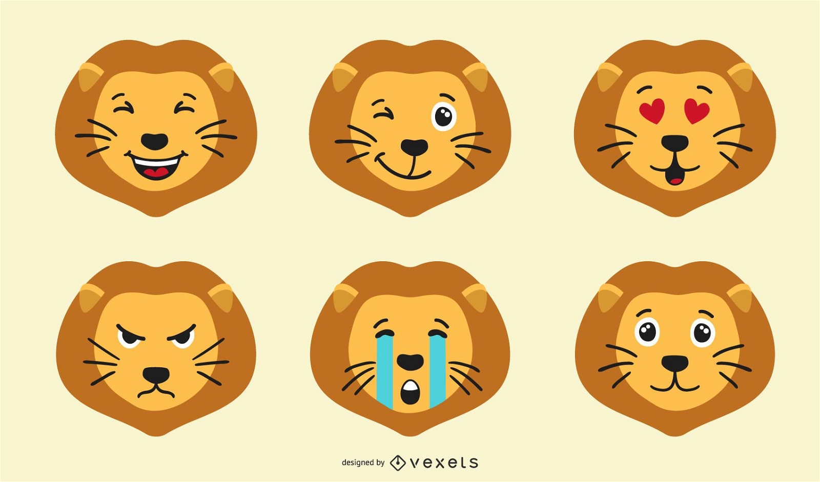 Löwe Emoji Set